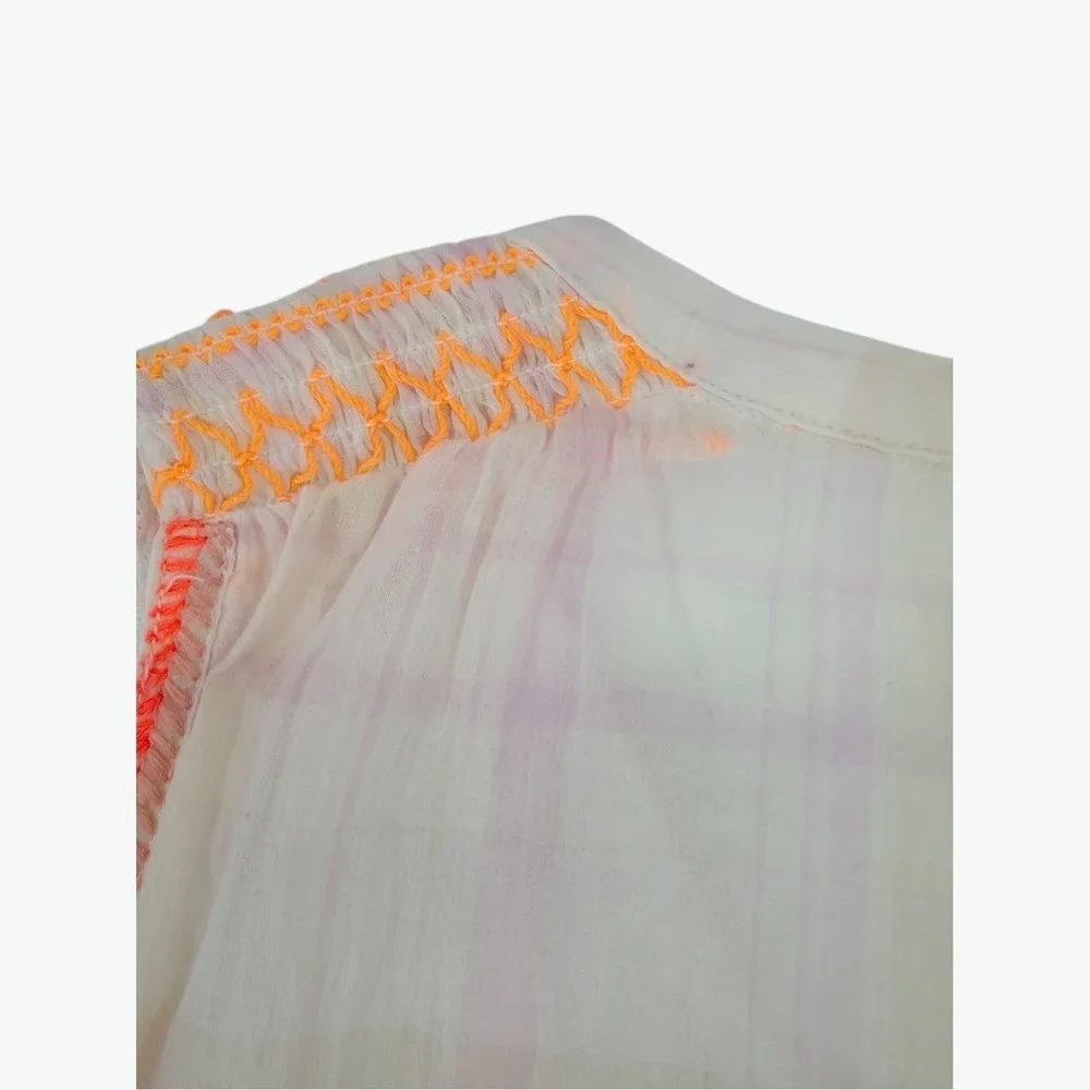 Free People Run With Me Plaid Mini Dress Ivory S NWT Boho - Picture 12 of 16